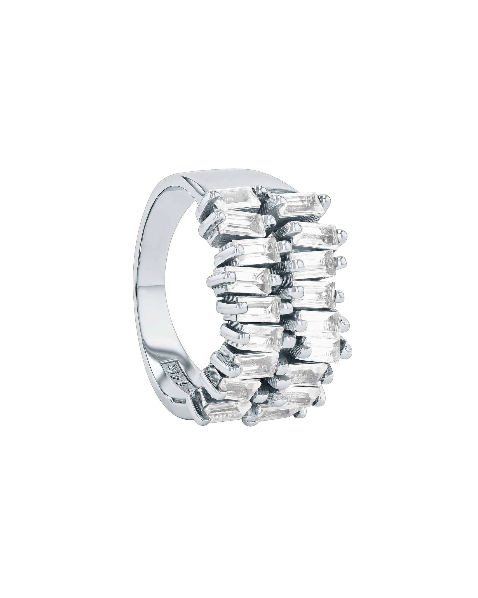 Suzanne Kalan Amalfi Double Row Half Band in 14K White Gold, White Topaz Suzanne Kalan Amalfi Double Row Half Band in 14K White Gold, White Topaz | Fine Rings | Coveti