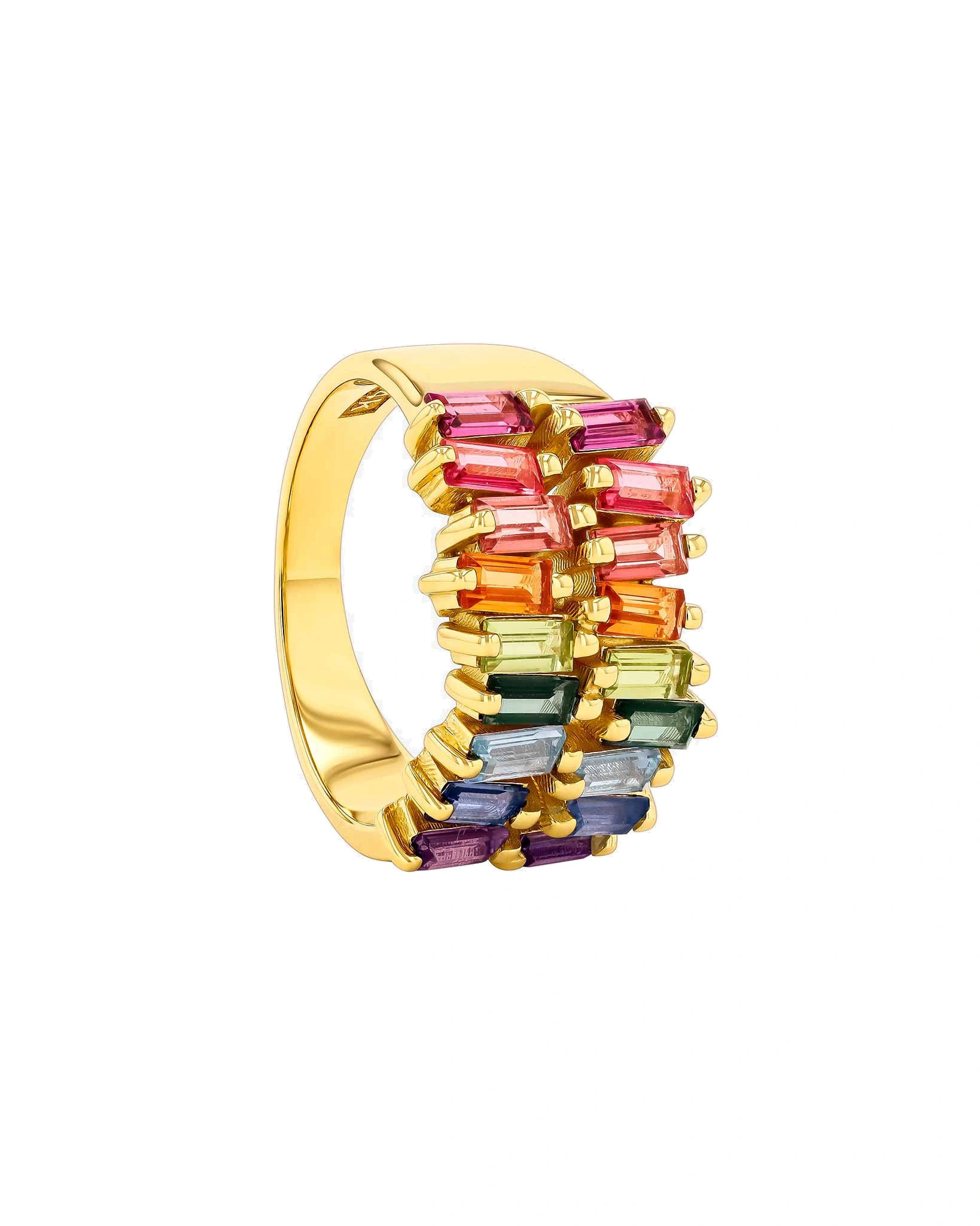 Suzanne Kalan Amalfi Double Row Half Band in 14K Yellow Gold, Rainbow Suzanne Kalan Amalfi Double Row Half Band in 14K Yellow Gold, Rainbow | Fine Rings | Coveti