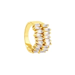 Suzanne Kalan Amalfi Double Row Half Band in 14K Yellow Gold, White Topaz | Fine Rings | Coveti