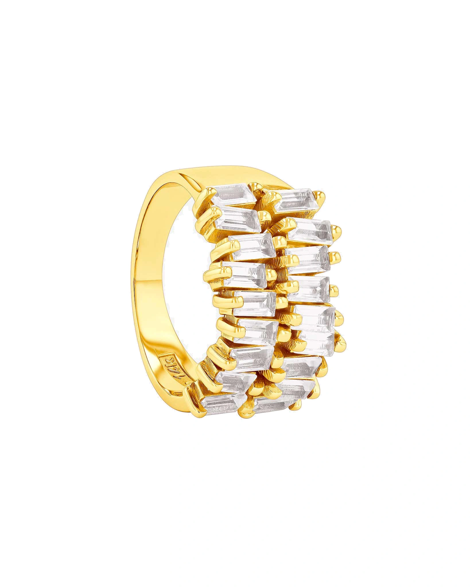 Suzanne Kalan Amalfi Double Row Half Band in 14K Yellow Gold, White Topaz Suzanne Kalan Amalfi Double Row Half Band in 14K Yellow Gold, White Topaz | Fine Rings | Coveti