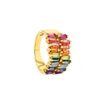 Suzanne Kalan Amalfi Double Row Rainbow Half Band in 14K Yellow Gold | Fine Rings | Coveti