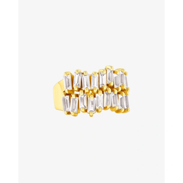 Suzanne Kalan Amalfi Double Row White Topaz Half Band in 14K Yellow Gold | Fine Rings | Coveti