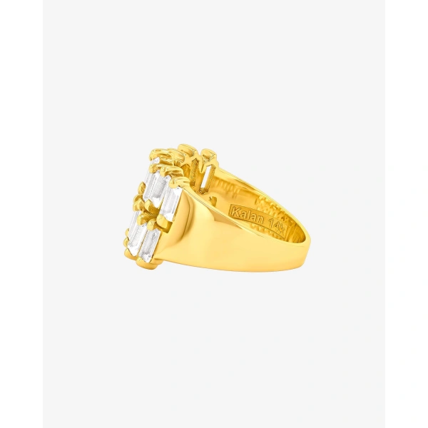 Suzanne Kalan Amalfi Double Row White Topaz Half Band in 14K Yellow Gold | Fine Rings | Coveti