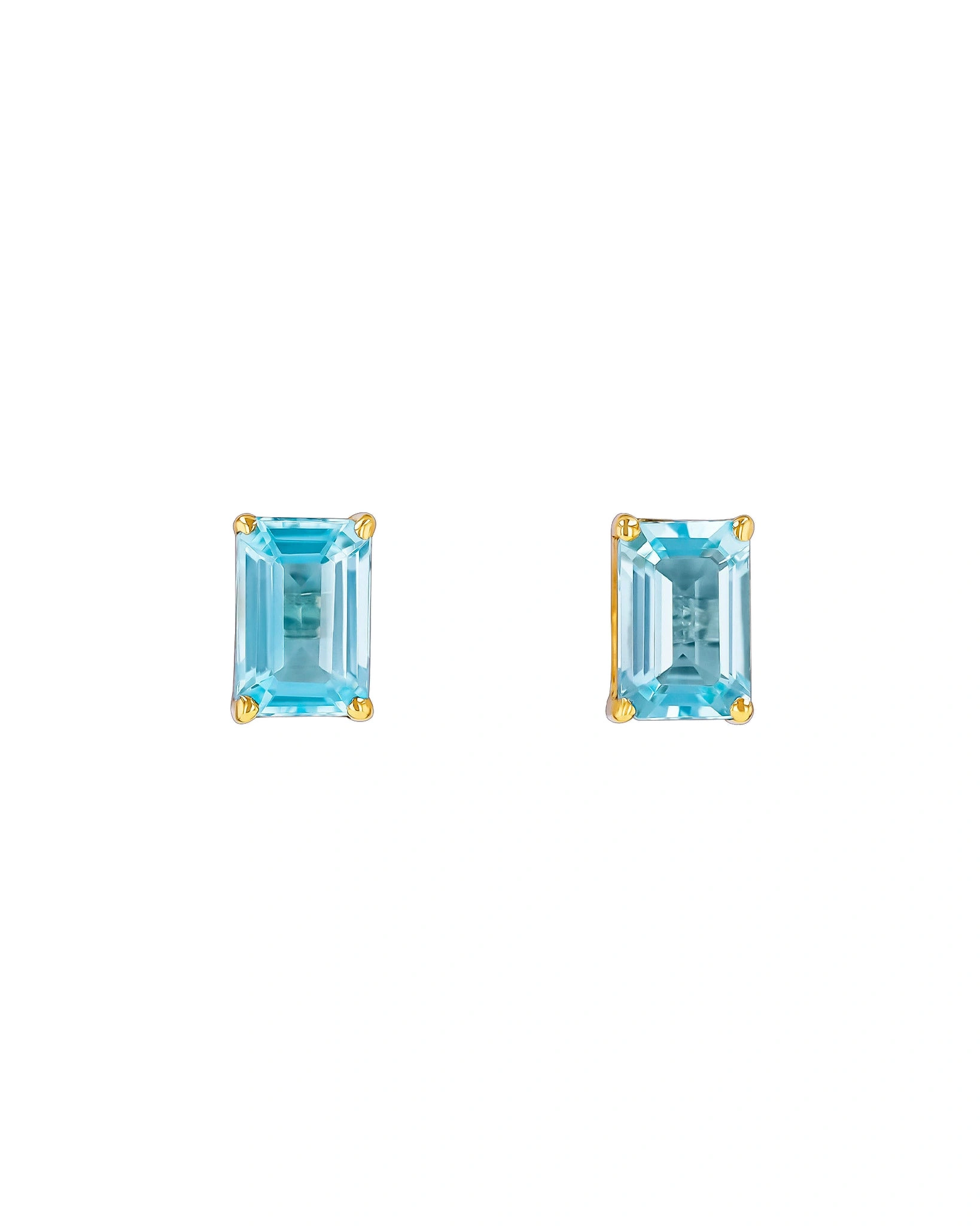 Suzanne Kalan Amalfi Emerald Cut Blue Topaz Studs in 14K Yellow Gold Suzanne Kalan Amalfi Emerald Cut Blue Topaz Studs in 14K Yellow Gold | Fine Earrings | Coveti