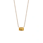 Suzanne Kalan Amalfi Emerald Cut Citrine Pendant in 14K Rose Gold | Fine Necklaces | Coveti