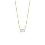 Suzanne Kalan Amalfi Emerald Cut Pendant in 14K Yellow Gold, White Topaz | Fine Necklaces | Coveti