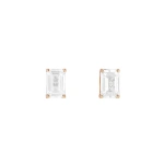 Suzanne Kalan Amalfi Emerald Cut Studs in 14K Rose Gold, White Topaz | Fine Earrings | Coveti