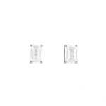 Suzanne Kalan Amalfi Emerald Cut Studs in 14K White Gold, White Topaz | Fine Earrings | Coveti