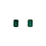 Suzanne Kalan Amalfi Emerald Cut Studs in 14K Yellow Gold, Green Envy Topaz | Fine Earrings | Coveti