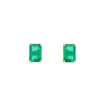 Suzanne Kalan Amalfi Emerald Cut Studs in 14K Yellow Gold, Green Onyx | Fine Earrings | Coveti