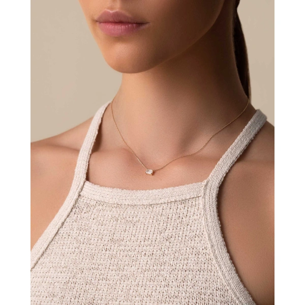 Suzanne Kalan Amalfi Emerald Cut White Topaz Pendant in 14K Yellow Gold | Fine Necklaces | Coveti