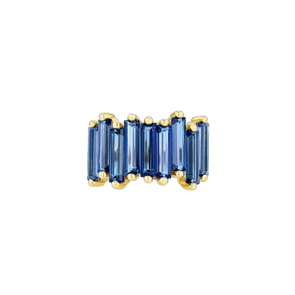 Suzanne Kalan Amalfi English Blue Topaz Stacker Half Band in 14K Yellow Gold | Fine Rings | Coveti