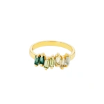 Suzanne Kalan Amalfi Green Ombre Half Band in 14K Yellow Gold | Fine Rings | Coveti