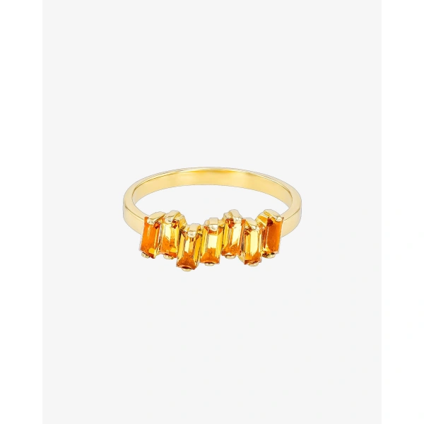 Suzanne Kalan Amalfi Half Band in 14K Rose Gold, Citrine | Fine Rings | Coveti