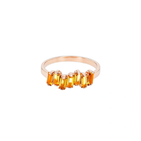 Suzanne Kalan Amalfi Half Band in 14K Rose Gold, Citrine | Fine Rings | Coveti