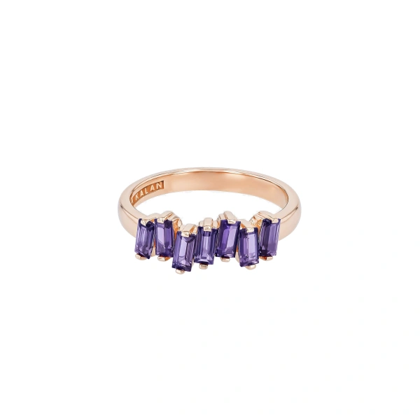 Suzanne Kalan Amalfi Half Band in 14K Rose Gold, Iolite | Fine Rings | Coveti