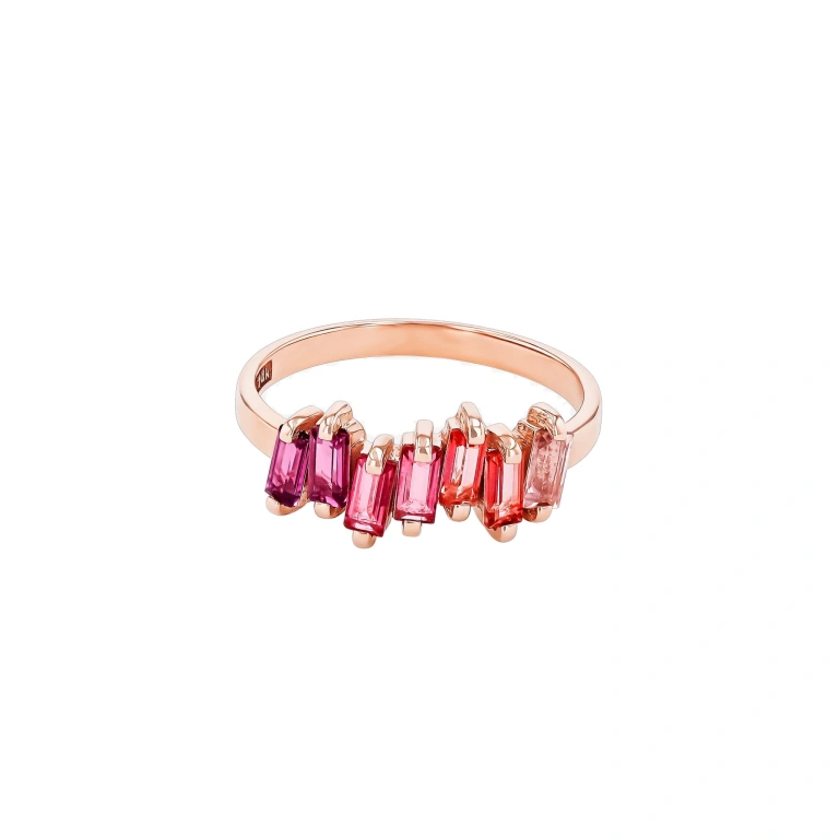 Suzanne Kalan Amalfi Half Band in 14K Rose Gold, Red Ombre | Fine Rings | Coveti