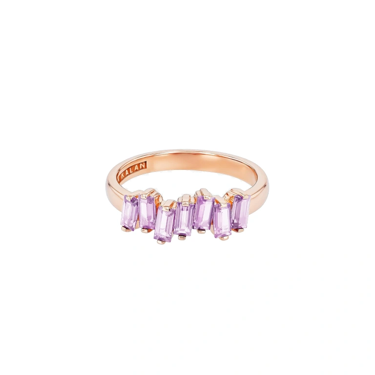 Suzanne Kalan Amalfi Half Band in 14K Rose Gold, Rose De France | Fine Rings | Coveti