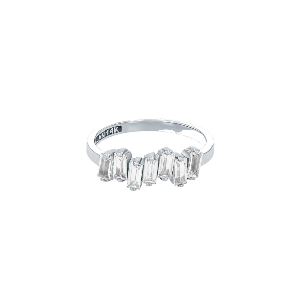 Amalfi Half Band in 14K White Gold, White Topaz