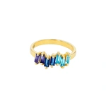 Suzanne Kalan Amalfi Half Band in 14K Yellow Gold, Blue Ombre | Fine Rings | Coveti