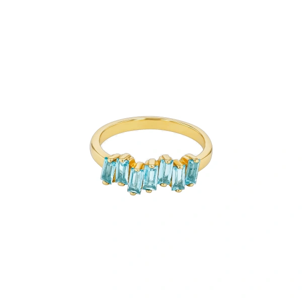 Amalfi Half Band in 14K Yellow Gold, Blue Topaz