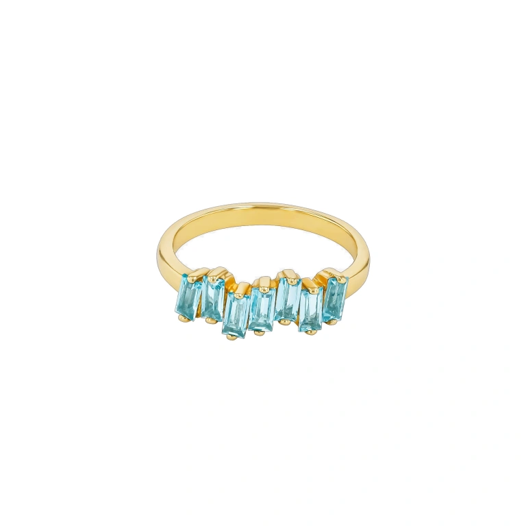 Suzanne Kalan Amalfi Half Band in 14K Yellow Gold, Blue Topaz | Fine Rings | Coveti