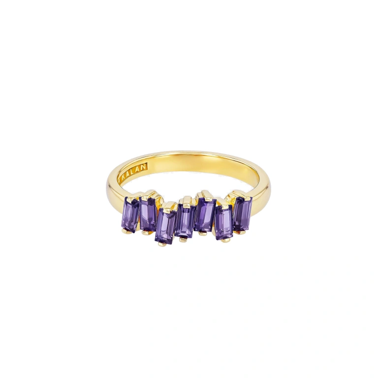 Suzanne Kalan Amalfi Half Band in 14K Yellow Gold, Iolite | Fine Rings | Coveti