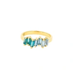 Suzanne Kalan Amalfi Half Band in 14K Yellow Gold, Light Blue Ombre | Fine Rings | Coveti