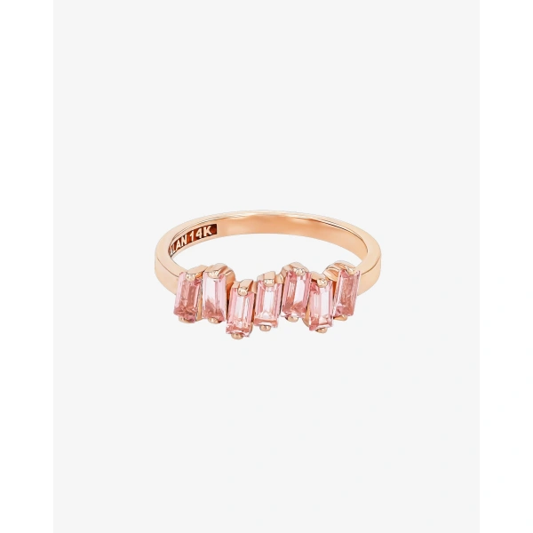 Suzanne Kalan Amalfi Half Band in 14K Yellow Gold, Morganite Topaz | Fine Rings | Coveti