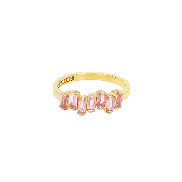 Amalfi Half Band in 14K Yellow Gold, Morganite Topaz