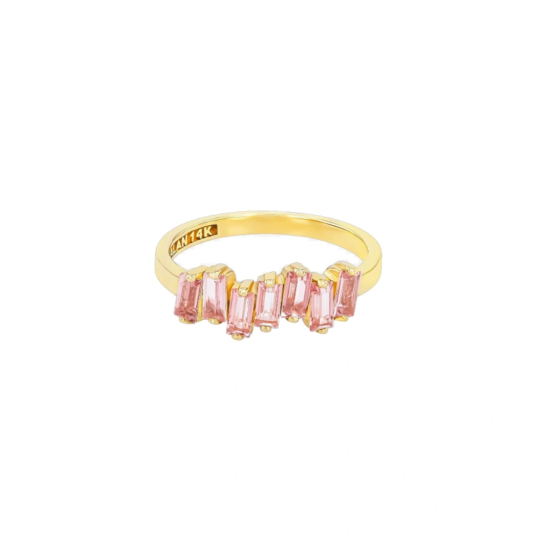 Suzanne Kalan Amalfi Half Band in 14K Yellow Gold, Morganite Topaz | Fine Rings | Coveti