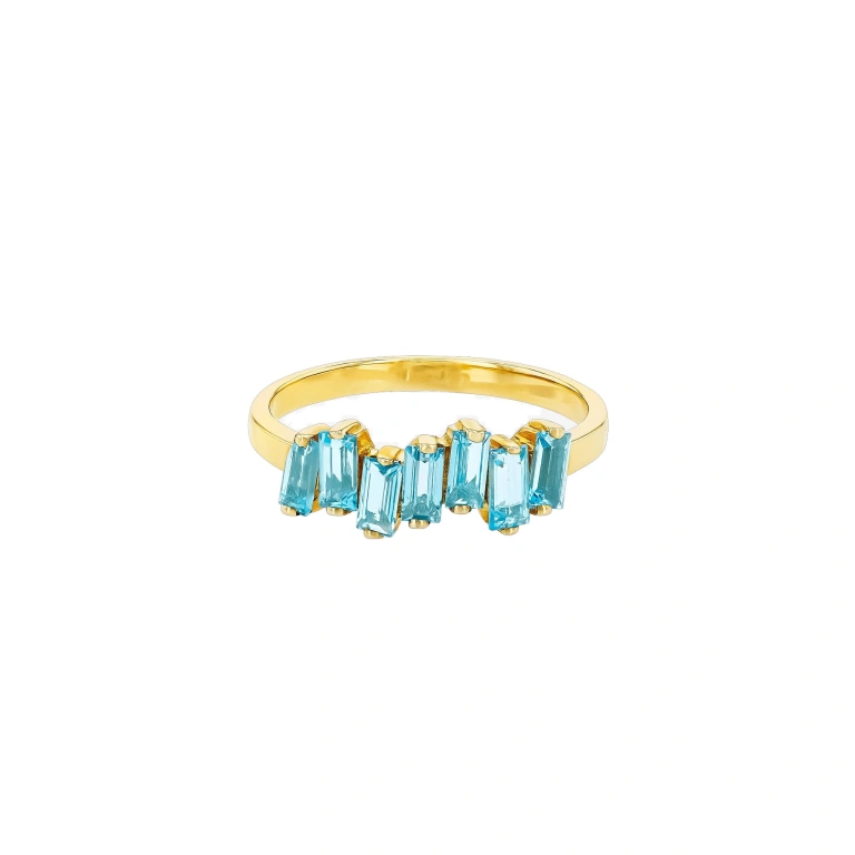 Suzanne Kalan Amalfi Half Band in 14K Yellow Gold, Swiss Blue Topaz | Fine Rings | Coveti