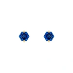Suzanne Kalan Amalfi Hexagon English Blue Topaz Studs in 14K Yellow Gold | Fine Earrings | Coveti