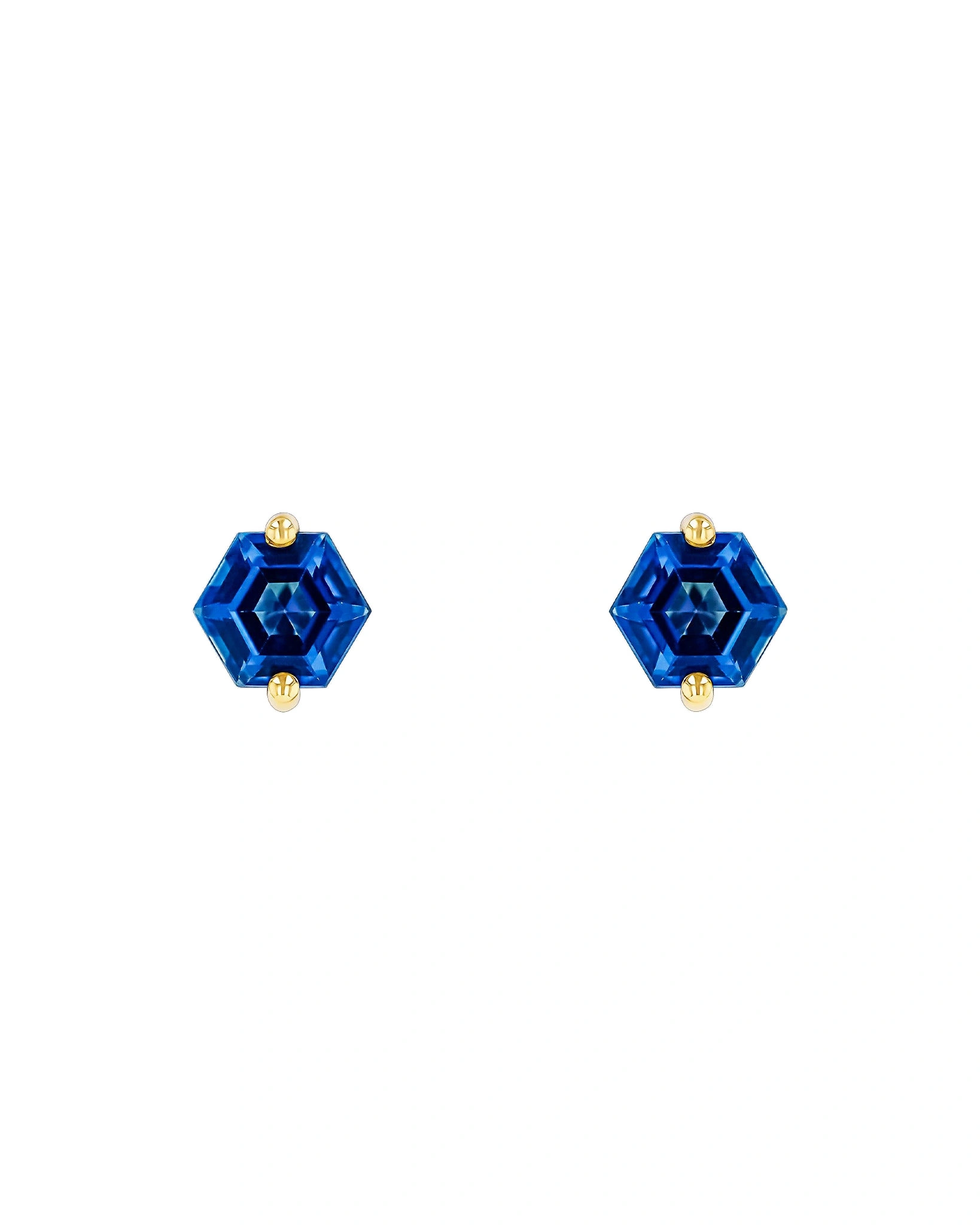 Suzanne Kalan Amalfi Hexagon English Blue Topaz Studs in 14K Yellow Gold Suzanne Kalan Amalfi Hexagon English Blue Topaz Studs in 14K Yellow Gold | Fine Earrings | Coveti