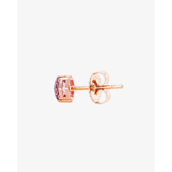 Suzanne Kalan Amalfi Hexagon Pink Topaz Studs in 14K Rose Gold | Fine Earrings | Coveti