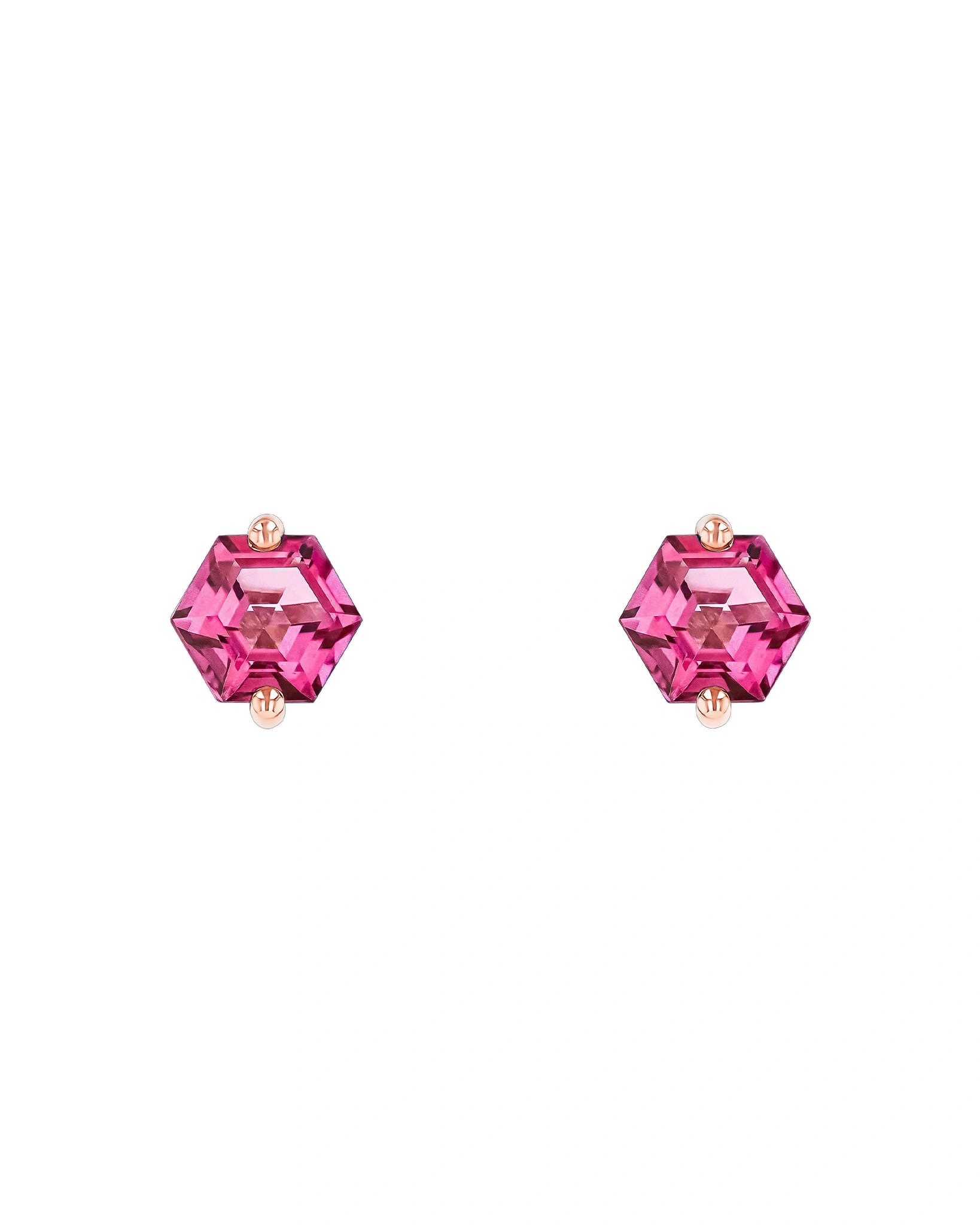 Suzanne Kalan Amalfi Hexagon Pink Topaz Studs in 14K Rose Gold Suzanne Kalan Amalfi Hexagon Pink Topaz Studs in 14K Rose Gold | Fine Earrings | Coveti