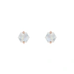 Suzanne Kalan Amalfi Hexagon Rainbow Moonstone Studs in 14K Rose Gold | Fine Earrings | Coveti
