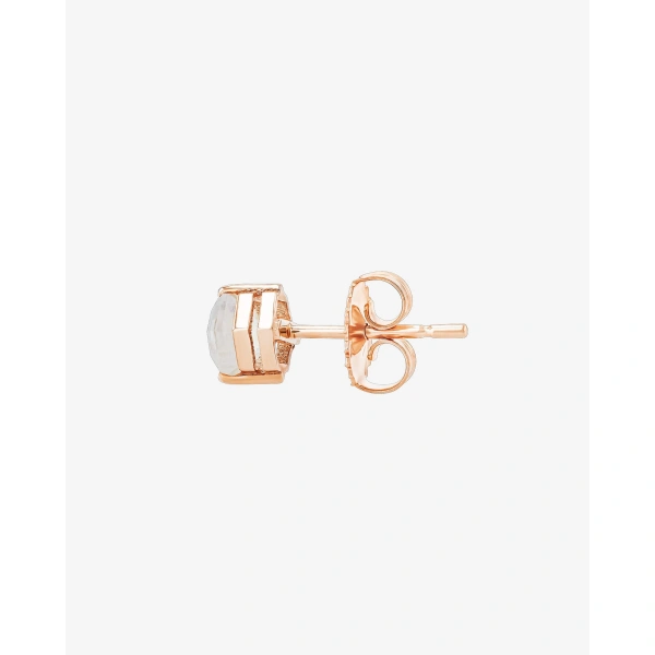Suzanne Kalan Amalfi Hexagon Rainbow Moonstone Studs in 14K Yellow Gold | Fine Earrings | Coveti