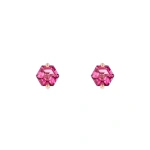 Suzanne Kalan Amalfi Hexagon Studs in 14K Rose Gold, Pink Topaz | Fine Earrings | Coveti