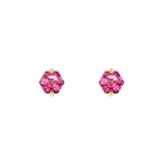Suzanne Kalan Amalfi Hexagon Studs in 14K Yellow Gold, Pink Topaz | Fine Earrings | Coveti
