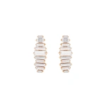 Suzanne Kalan Amalfi Horizontal Drop Earrings in 14K Rose Gold, White Topaz | Fine Earrings | Coveti