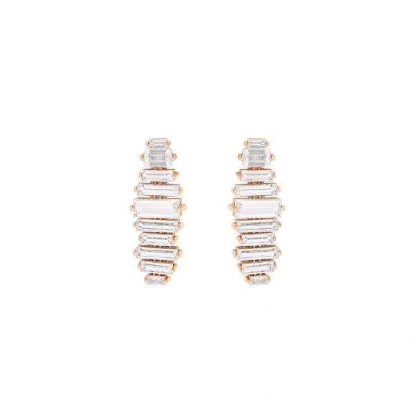 Amalfi Horizontal Drop Earrings in 14K Rose Gold, White Topaz