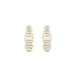Suzanne Kalan Amalfi Horizontal Drop Earrings in 14K Yellow Gold, White Topaz | Fine Earrings | Coveti