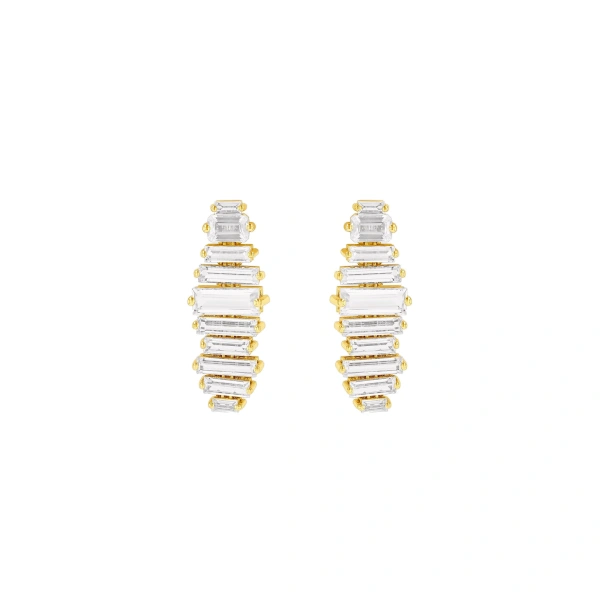Amalfi Horizontal Drop Earrings in 14K Yellow Gold, White Topaz