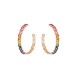 Suzanne Kalan Amalfi Horizontal Rainbow Milli Hoops in 14K Rose Gold | Fine Earrings | Coveti