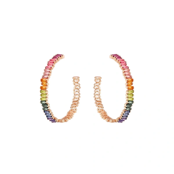 Amalfi Horizontal Rainbow Milli Hoops in 14K Rose Gold