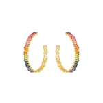 Suzanne Kalan Amalfi Horizontal Rainbow Milli Hoops in 14K Yellow Gold | Fine Earrings | Coveti