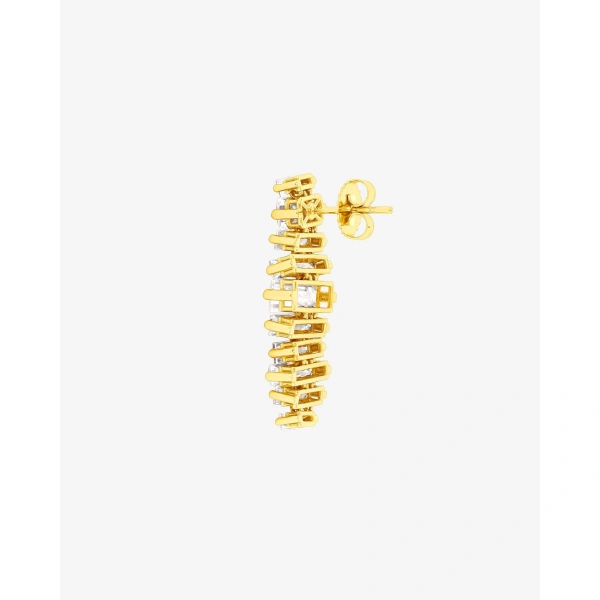 Suzanne Kalan Amalfi Horizontal White Topaz Drop Earrings in 14K Rose Gold | Fine Earrings | Coveti