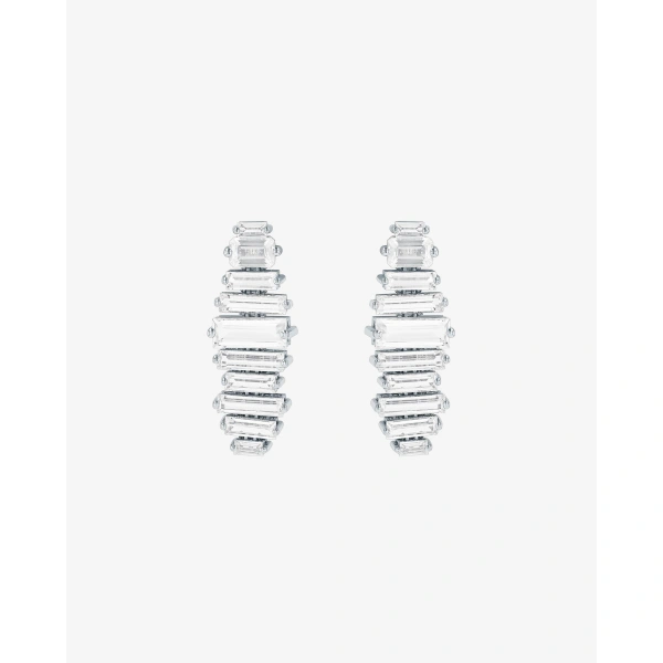 Suzanne Kalan Amalfi Horizontal White Topaz Drop Earrings in 14K White Gold | Fine Earrings | Coveti