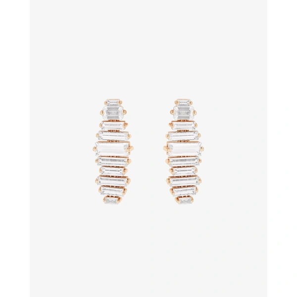 Suzanne Kalan Amalfi Horizontal White Topaz Drop Earrings in 14K Yellow Gold | Fine Earrings | Coveti